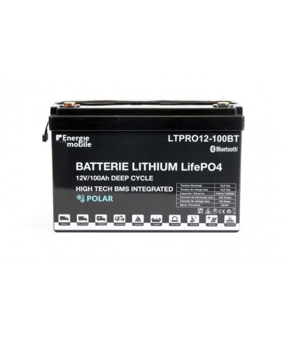 Batterie Lithium Bluetooth - 12 V - 100 Ah  Energie Mobile [product_reference]