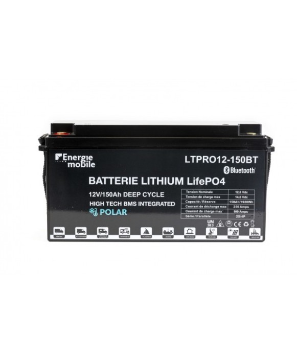 Batterie Lithium Bluetooth - 12 V - 150 Ah BMS 100A Energie Mobile [product_reference]